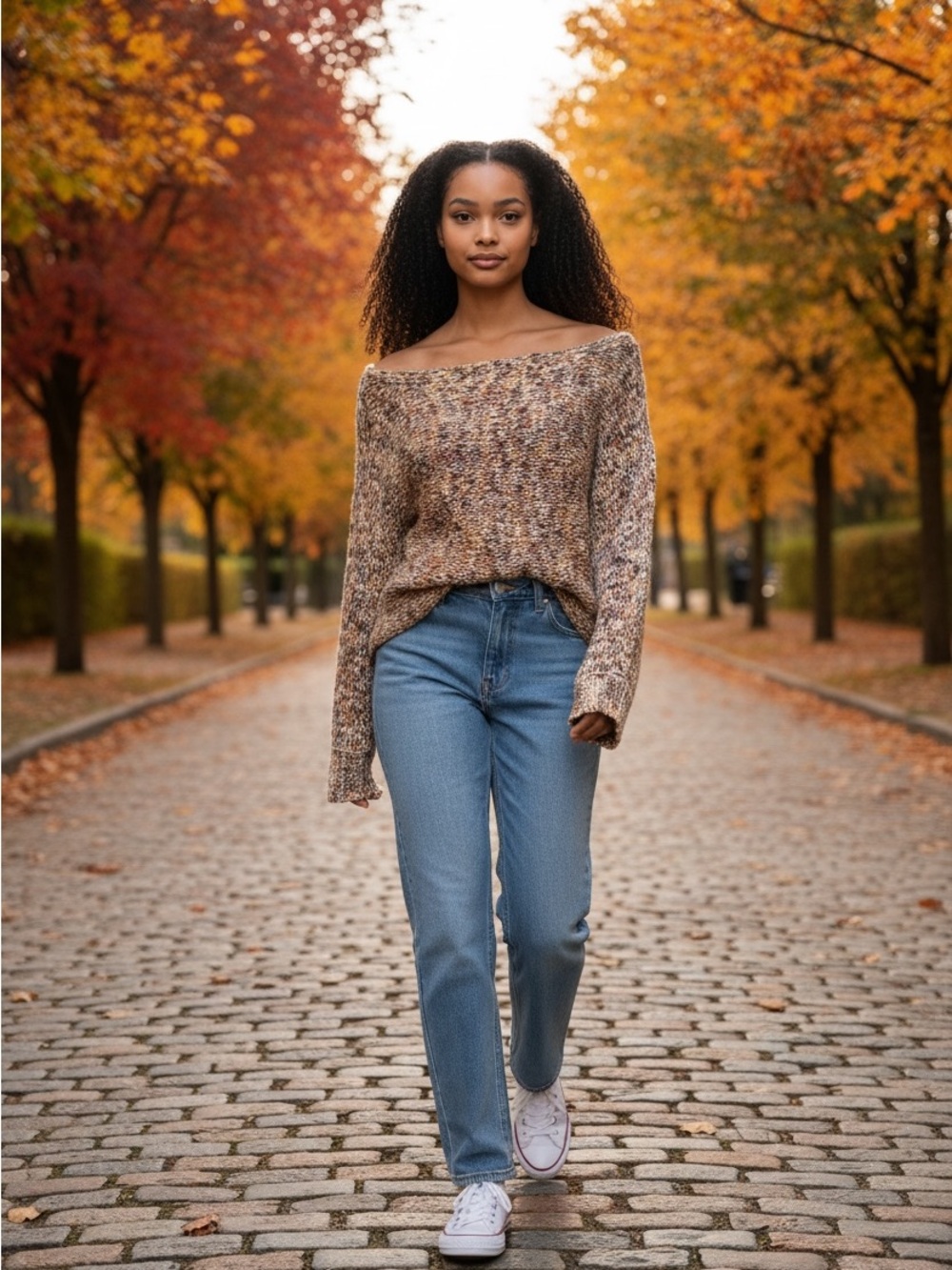 Elan Multicolor Off Shoulder Wool Blend Knit Sweater | Size S
